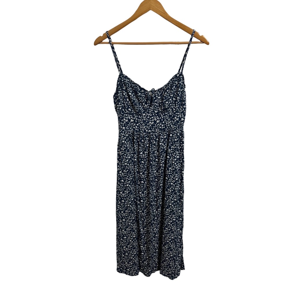 Old Navy Floral Ditsy Midi Dress Smocked Back Pockets Milkmaid Cottagecore XS - Picture 2 of 13